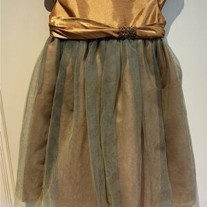 Maggie Bloom Size 2T Gold & Green Dress